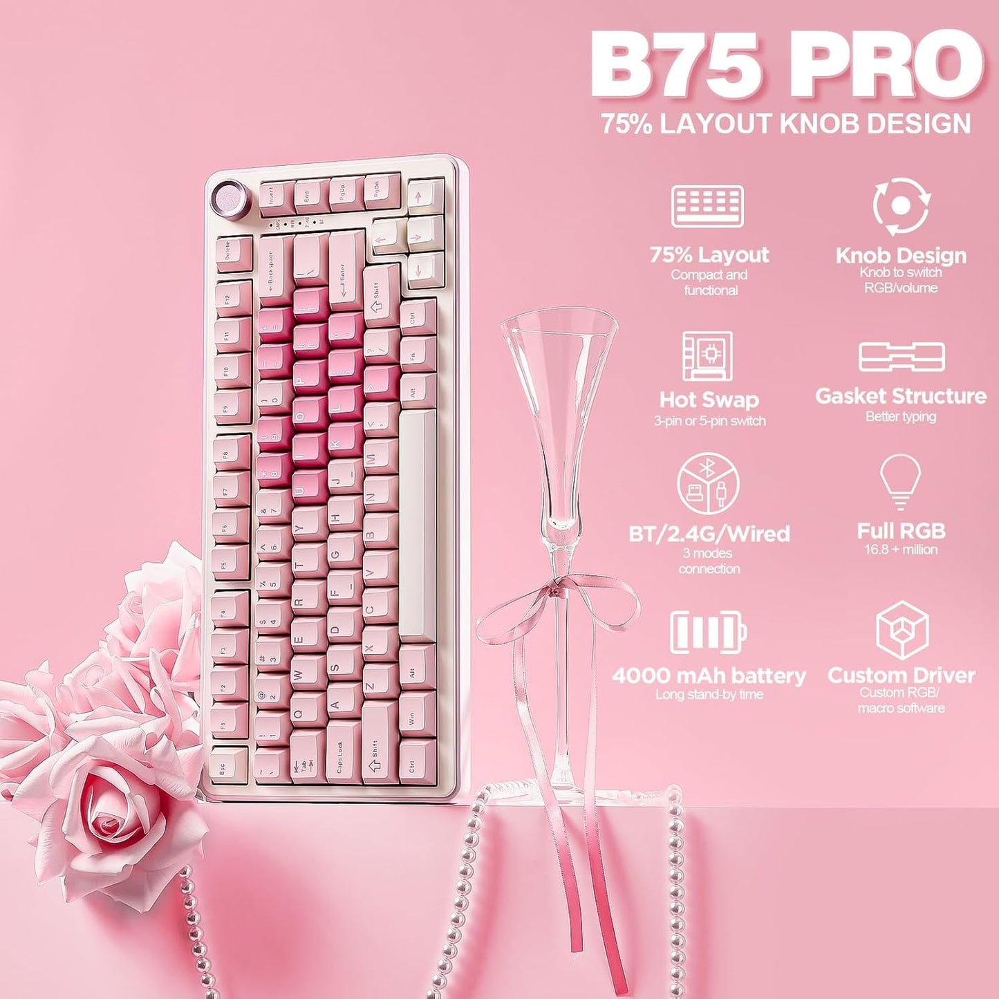 YUNZII B75 PRO Wireless Mechanical Keyboard