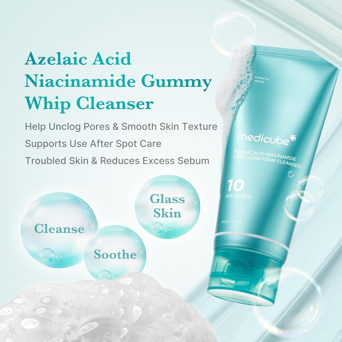 Medicube Facial Cleanser Azelaic Acid Whip Cleanser 120g