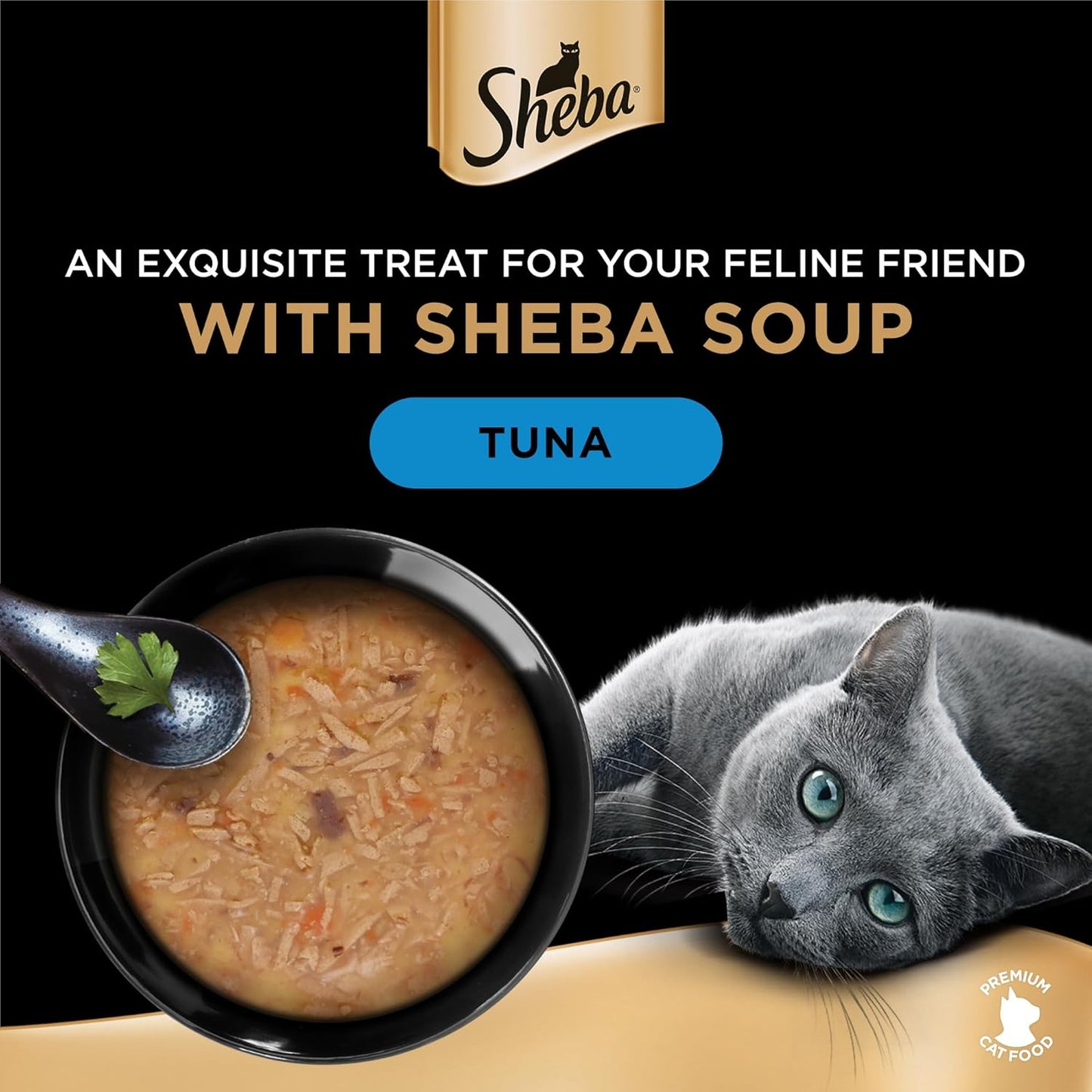 طعام شيبا للقطط، شوربة قطط بالتونة، عبوة من 4 × 40 غرام