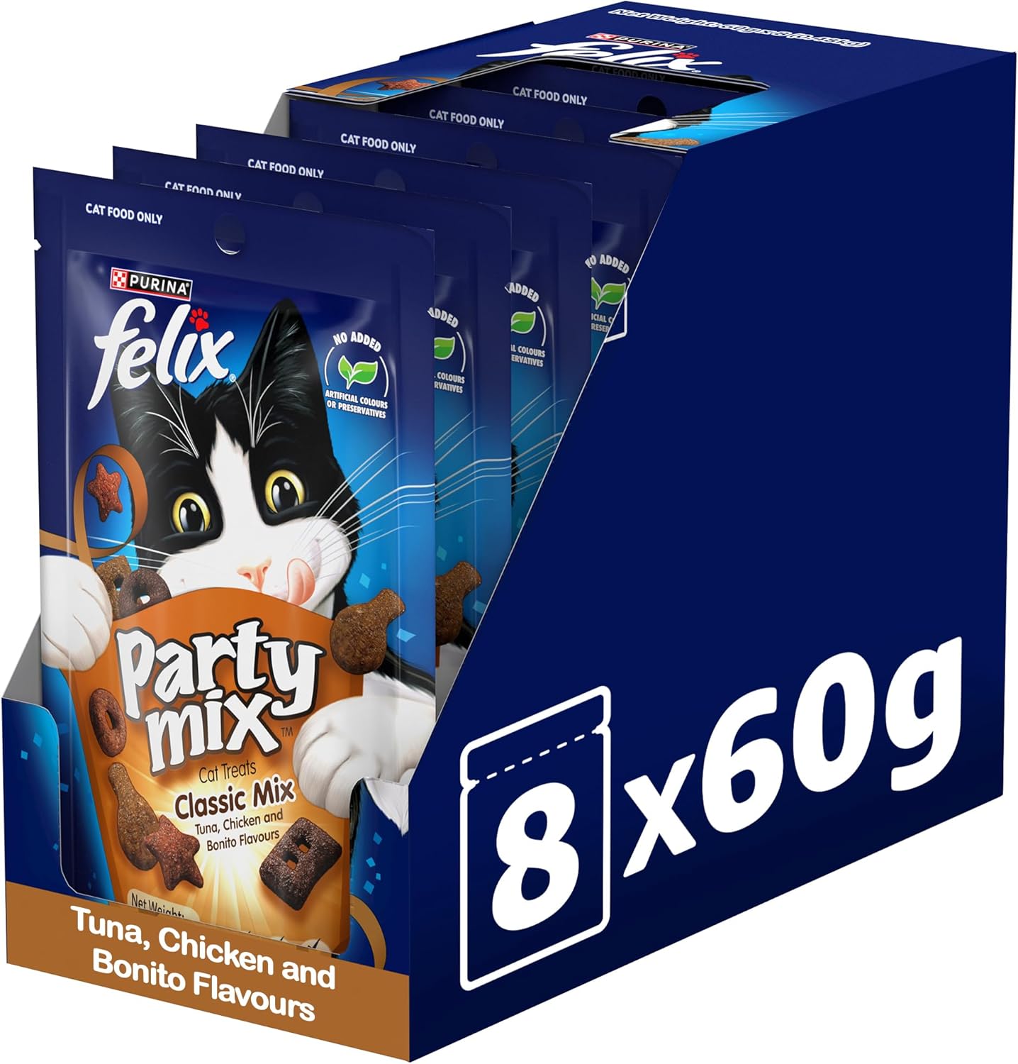 مكافآت القطط بورينا فيليكس بارتي ميكس كلاسيك ميكس 60 غرام، عبوة من 8 قطع