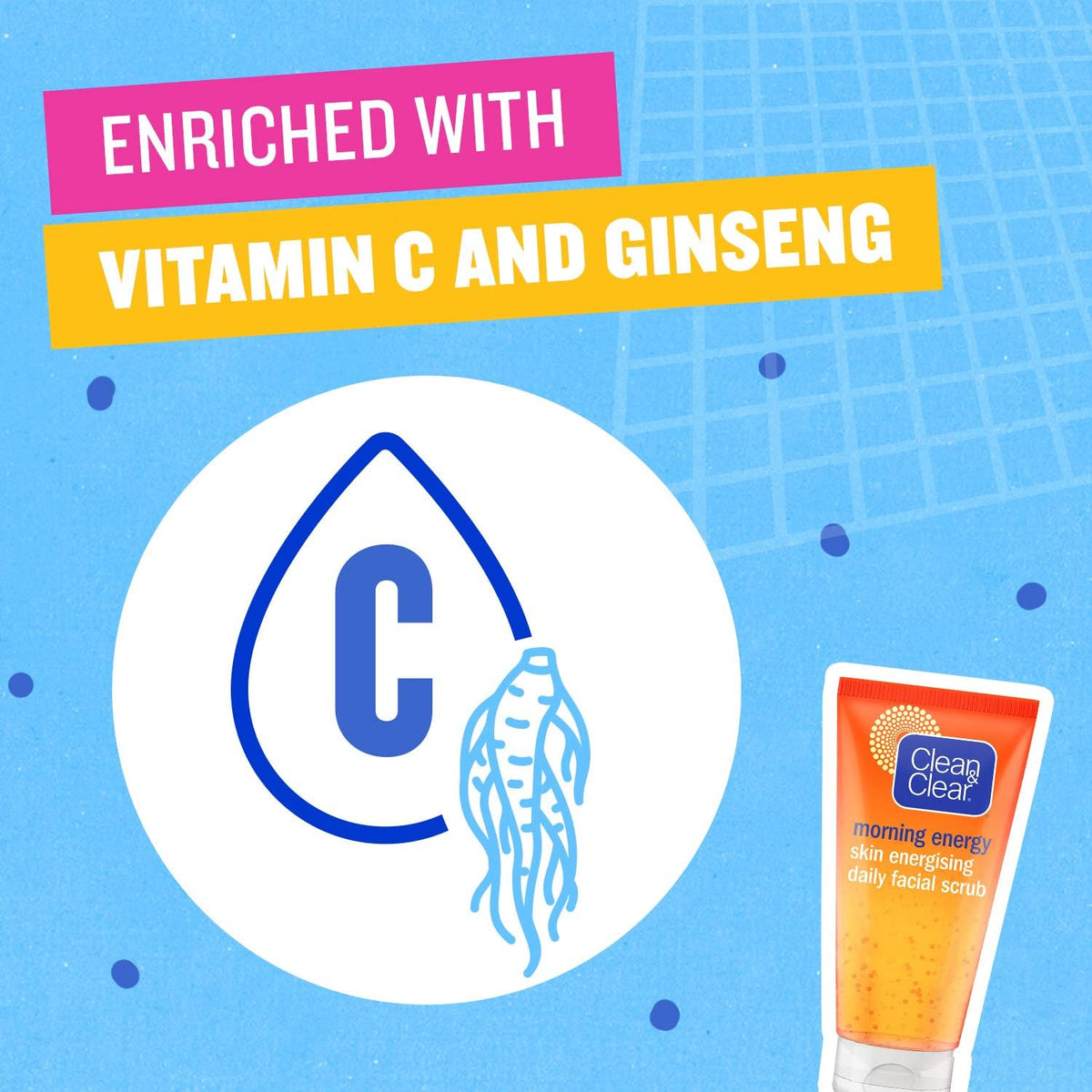 Clean & Clear Morning Energy Face Scrub Vitamin C Ginseng Energising 150ml