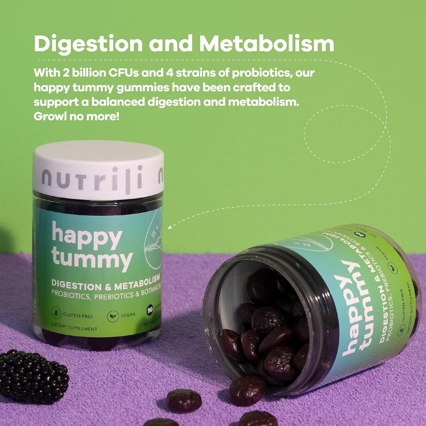 علكة نوتريلي هابي تامي بروبيوتيك الخالية من السكر (تكفي لمدة شهر واحد)