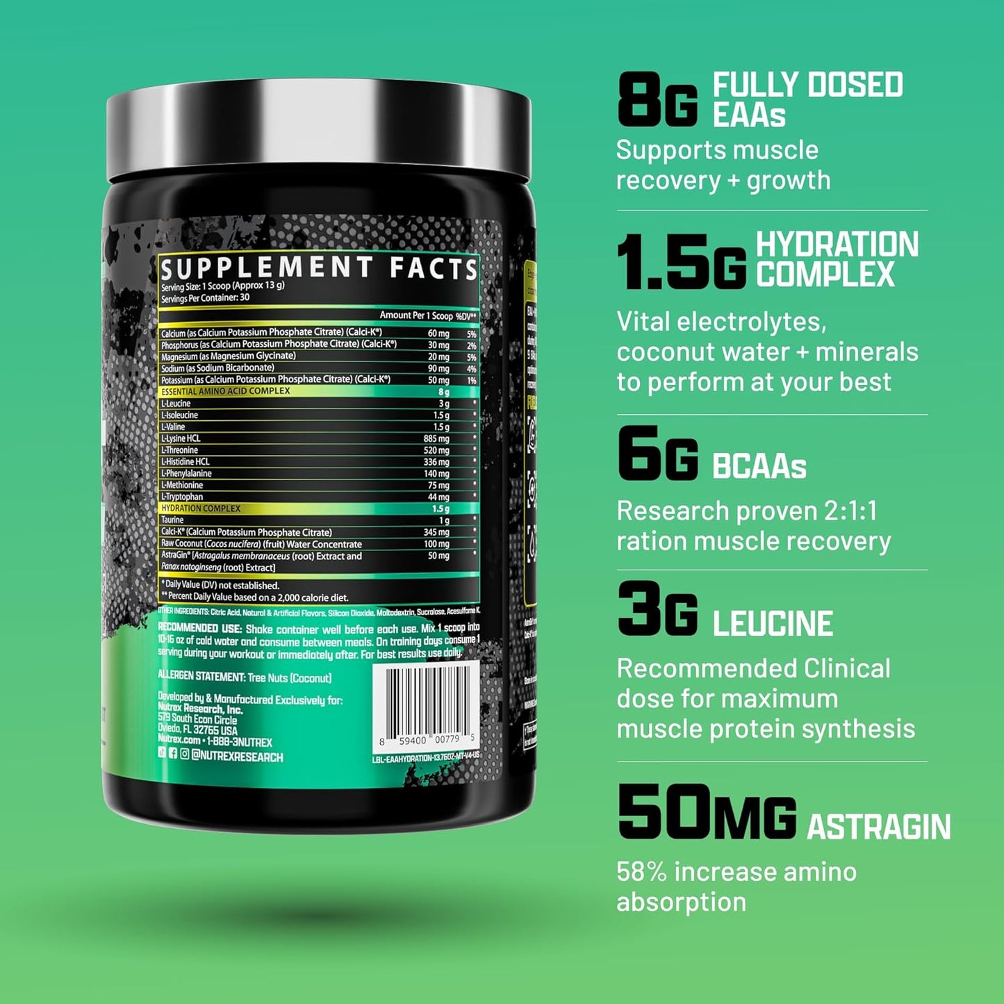 Nutrex Research EAA Hydration 30 حصة (نكهة ماوي)