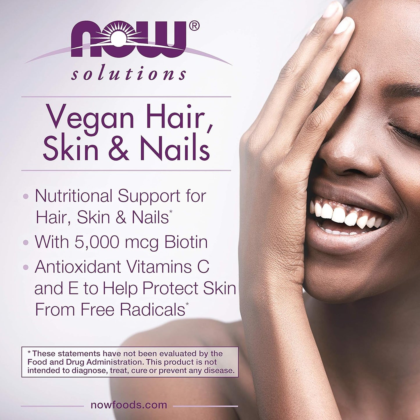 ناو سوليوشنز، منتجات نباتية للشعر والبشرة والأظافر - 90 كبسولة نباتية