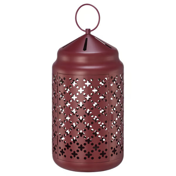 فانوس للشموع العمودية، قابل للفتح والإغلاق، أحمر، 40 سم