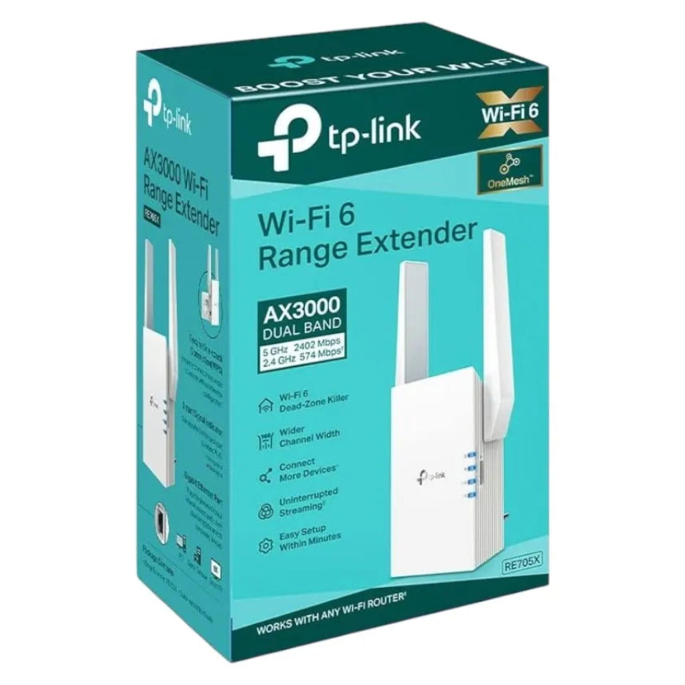 TP-Link - AX3000 Dual-Band Wi-Fi 6 Range Extender, White (RE705X)