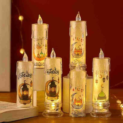 Aowin 3 Pcs Eid Mubarak Flameless Candles Light