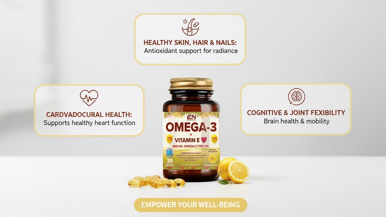 Omega-3 + Vitamin E, 500 mg Omega-3 Fish Oil, (30 Softgels)