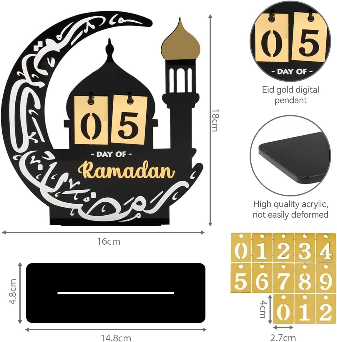 Ramadan Decorations, 2026 Advent Countdown Calendar Acrylic 30 Days