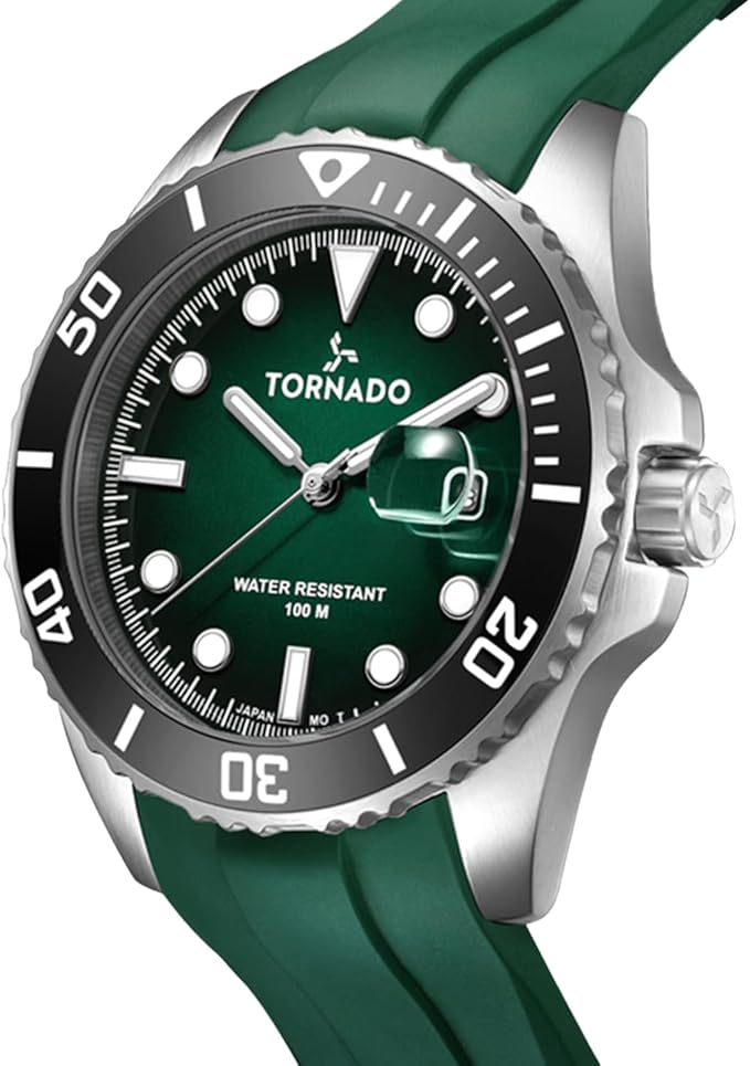 Tornado Lumina Analog Men’s Watch T22001-SSHH- 42mm Green Dial