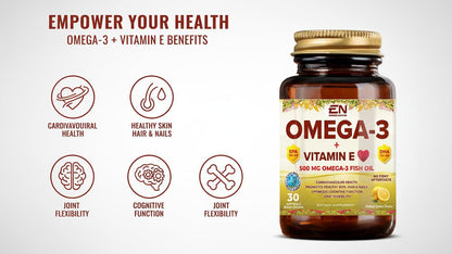 Omega-3 + Vitamin E, 500 mg Omega-3 Fish Oil, (30 Softgels)