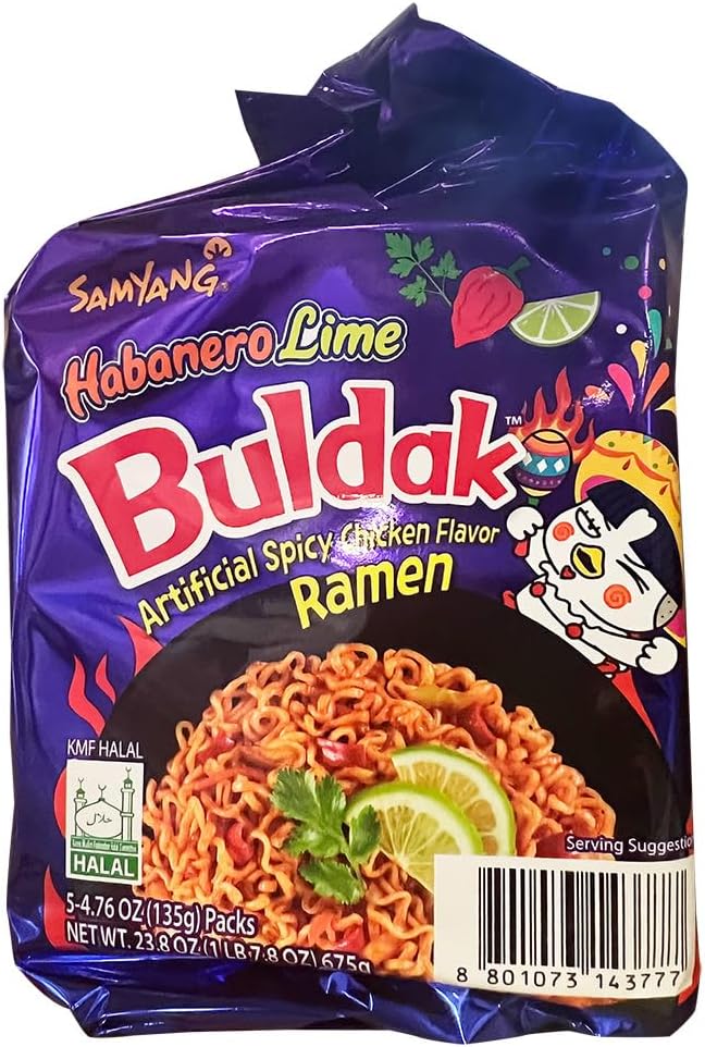 Samyang Buldak Spicy Ramen,Habanero Lime Flavor 5 Pack
