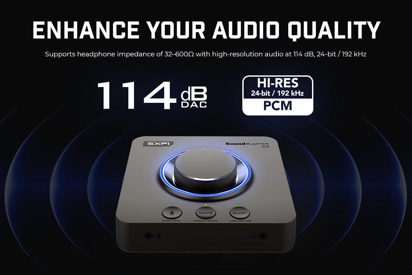 Creative Sound Blaster X4 Hi-Res 24bit/192kHz External USB DAC and Amp Sound Card