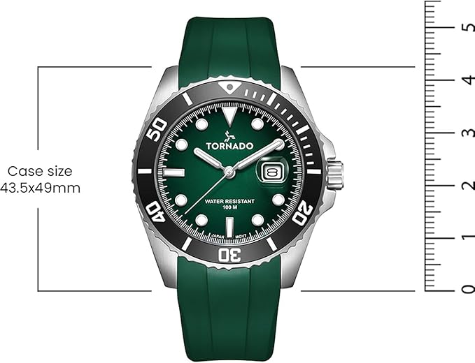 Tornado Lumina Analog Men’s Watch T22001-SSHH- 42mm Green Dial