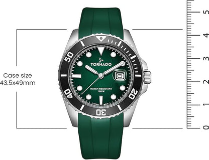Tornado Lumina Analog Men’s Watch T22001-SSHH- 42mm Green Dial
