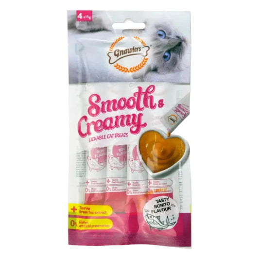Gnawlers Smooth &amp; Creamy Lickable Cat Treats 4×15 g (60 g)