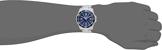 MEN'S SILVERTONE BRACELET WATCH WITH BLUE DIAL