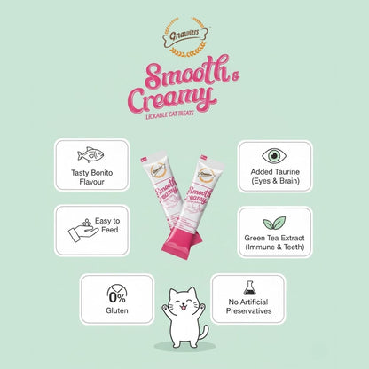 Gnawlers Smooth &amp; Creamy Lickable Cat Treats 4×15 g (60 g)