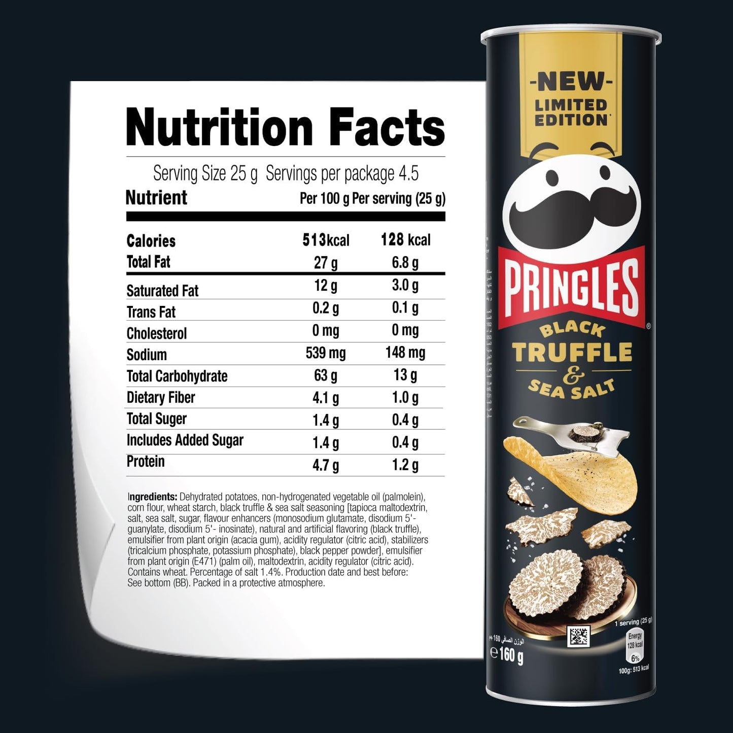 برينجلز بنكهة الكمأة السوداء وملح البحر 160 غرام