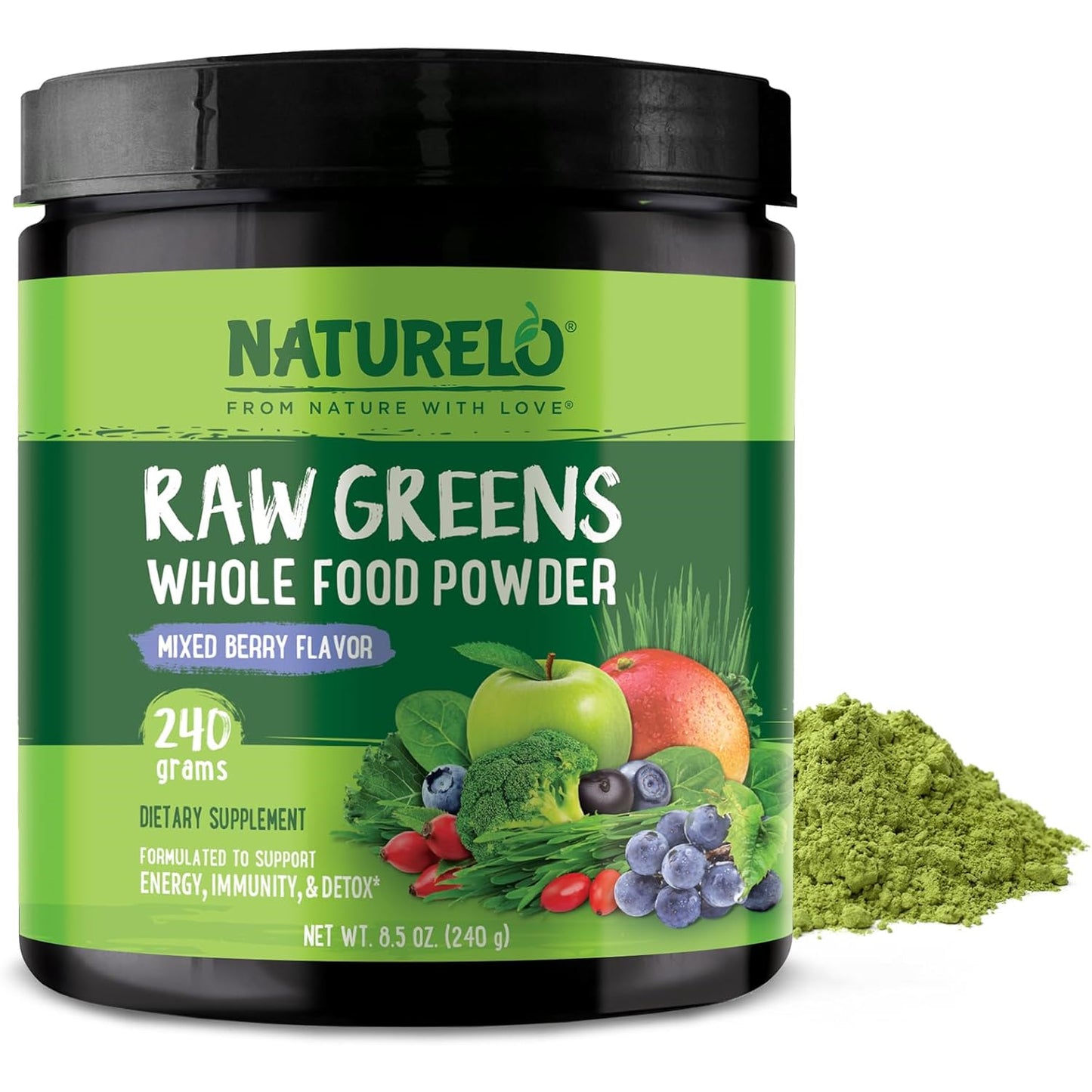 NATURELO Raw Greens Superfood Powder 240 Grams