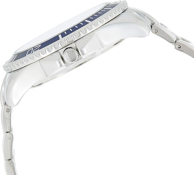 MEN'S SILVERTONE BRACELET WATCH WITH BLUE DIAL