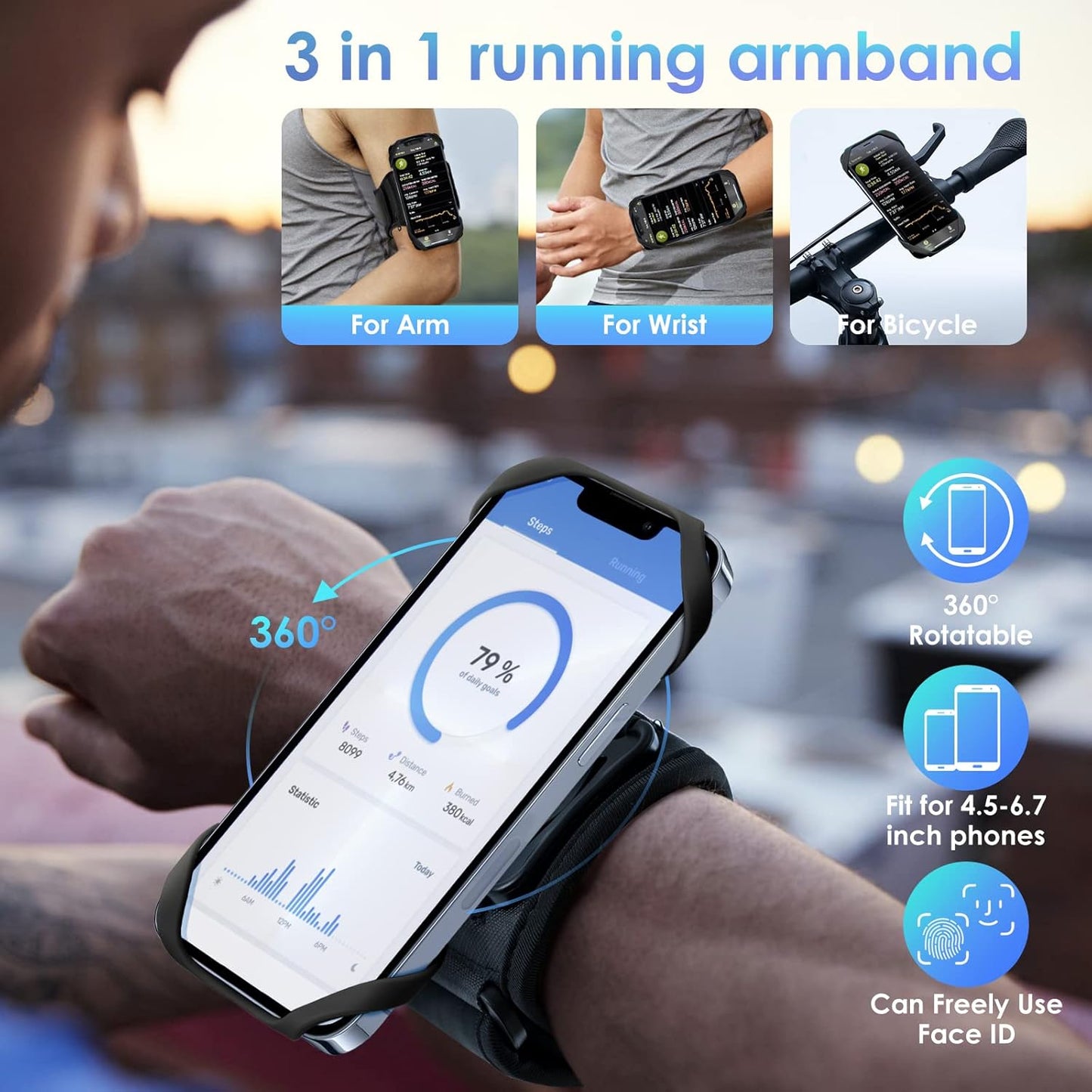 Cikyner Running Armband, 3 in 1