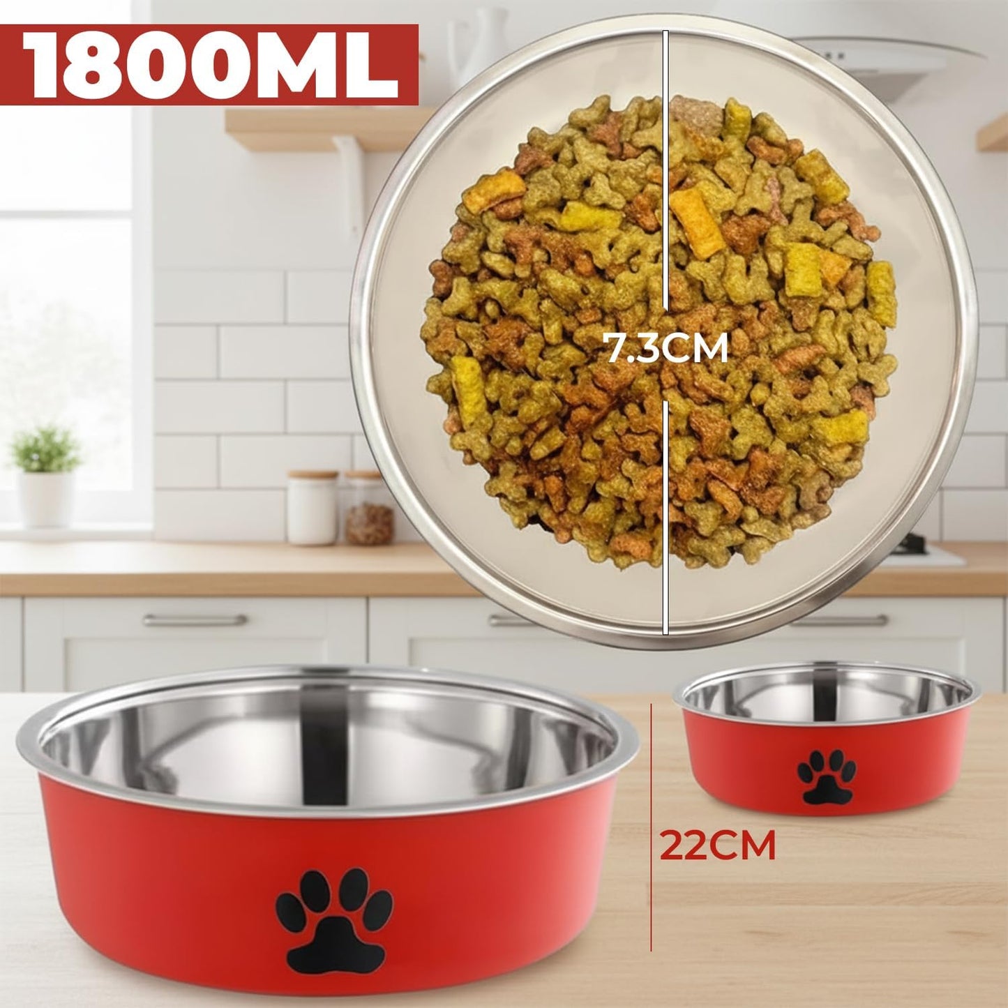 عبوة من قطعتين من أوعية طعام الكلاب المصنوعة من الفولاذ المقاوم للصدأ من أميرتير