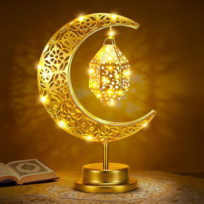 Ramadan Lights, Battery Operated Table Lamp with Crescent Moon Design,