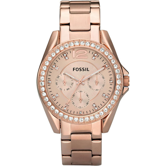 Fossil Riley Women's Watch with Crystal Accents and Stainless Steel Bracelet Band
