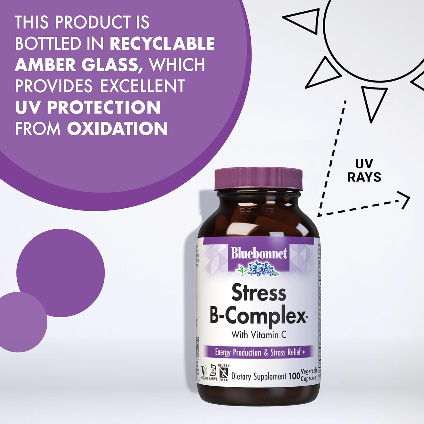 Bluebonnet Nutrition Blue Bonnet Stress B-Complex Vegetable Capsules, 50 Capsules