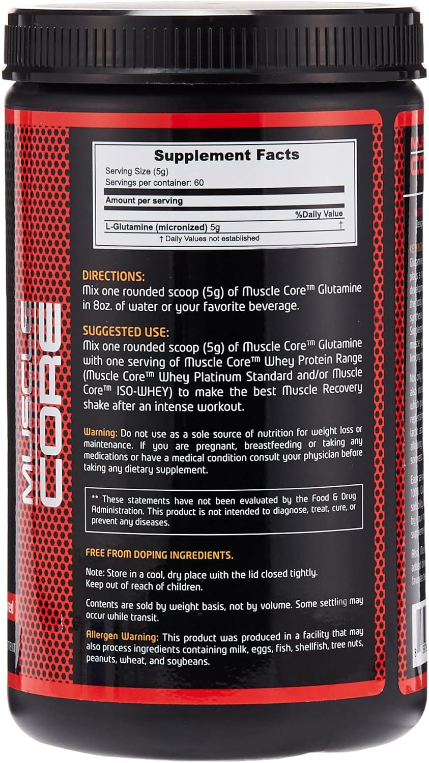 مكمل غذائي من ماسل كور نيوتريشن، غلوتامين ميكرونيزد | 300 غرام