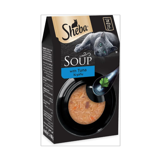 Sheba Cat Food, Cat Soup with Tuna, Pack of 4x40g