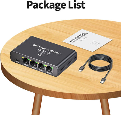 Gigabit Ethernet Splitter 1 to 3, 1000Mbps
