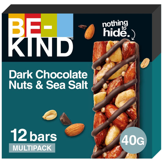 BE-KIND Dark Chocolate Nuts &amp; Sea Salt Pack of 12x40g Snack Bar