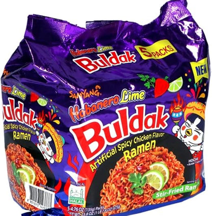 Samyang Buldak Spicy Ramen,Habanero Lime Flavor 5 Pack