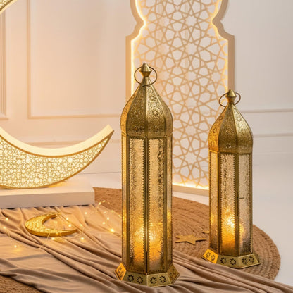 Set of 2 Moroccan Ramadan Lanterns Hexa Shape