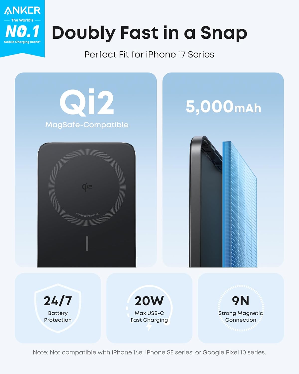 Anker Nano Power Bank, Ultra-Slim 5,000mAh Magnetic Battery Pack