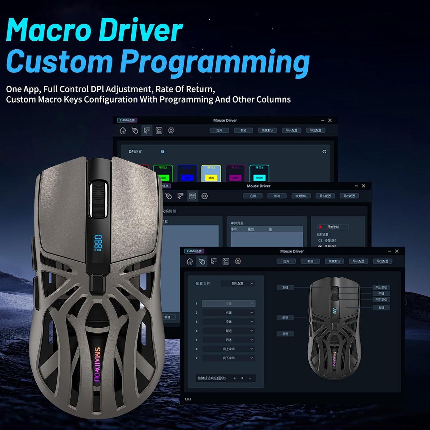 Computer Mouse, Digital Screen Display Tri-Mode Mouse