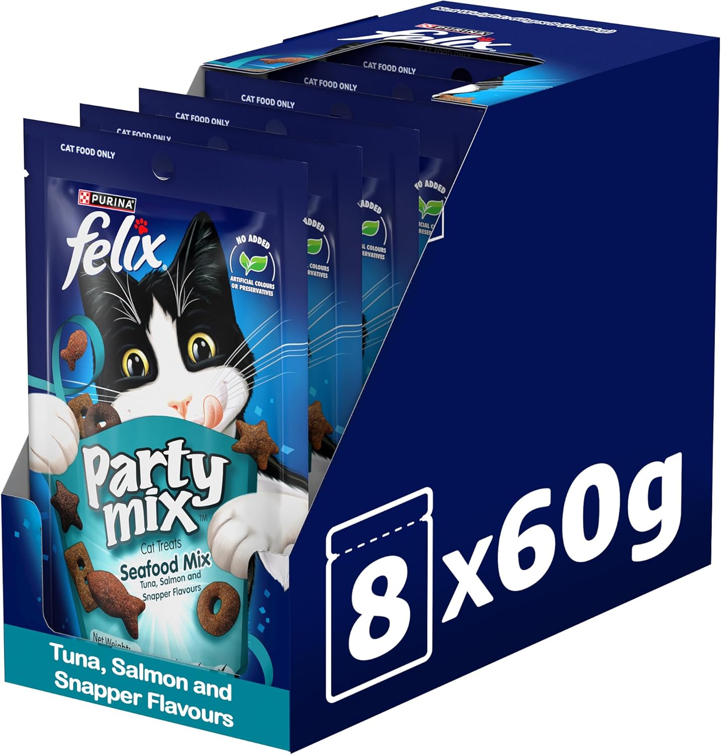 مزيج بورينا فيليكس بارتي ميكس بنكهة المأكولات البحرية، عبوة من 8 قطع × 60 غرام