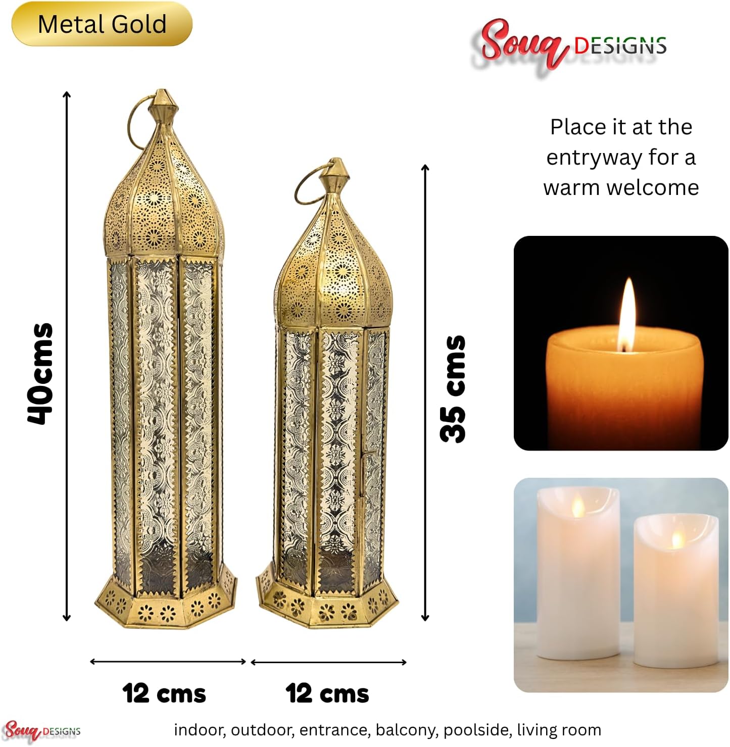 Set of 2 Moroccan Ramadan Lanterns Hexa Shape