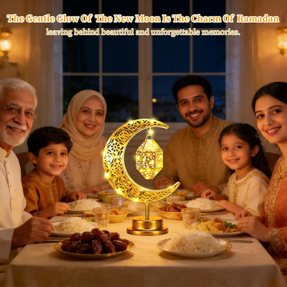 Ramadan Lights, Battery Operated Table Lamp with Crescent Moon Design,