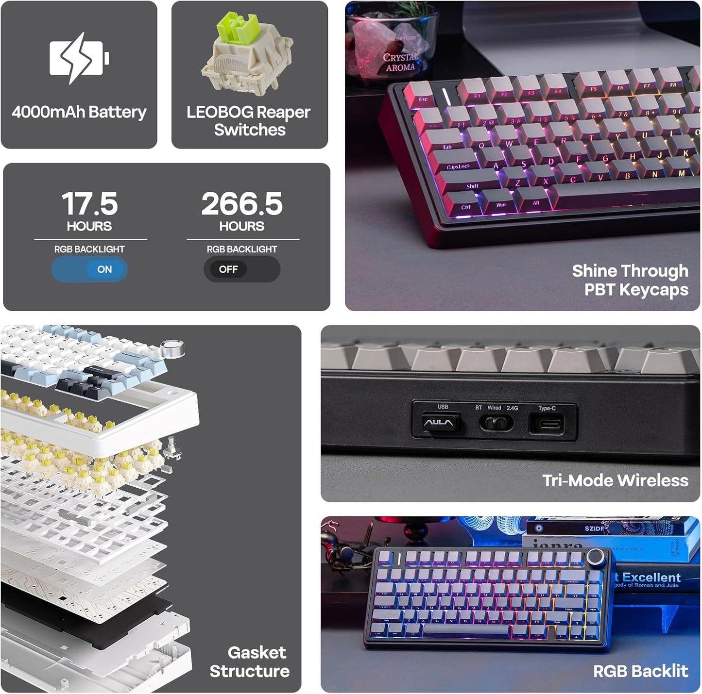 EPOMAKER x AULA F75 Gasket Mechanical Keyboard