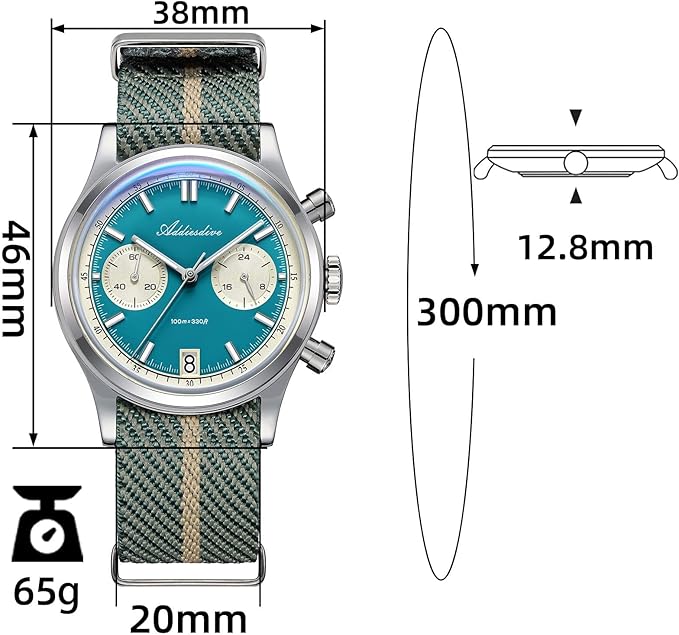 ADDIESDIVE Men’s 38mm Quartz Chronograph Watch