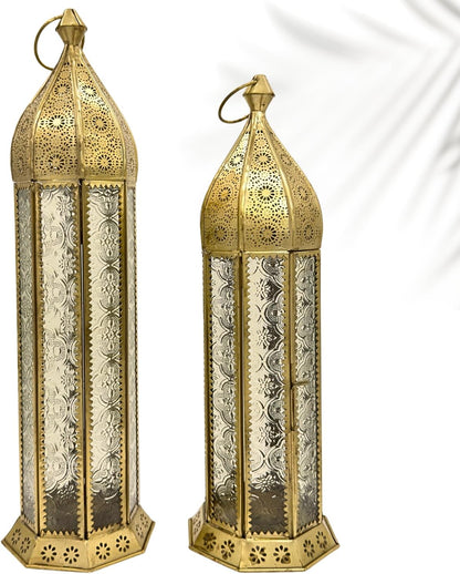 Set of 2 Moroccan Ramadan Lanterns Hexa Shape