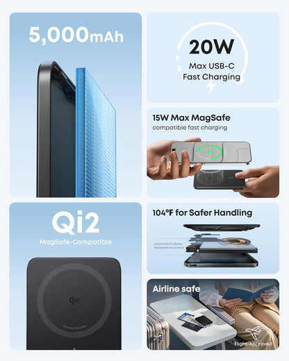 Anker Nano Power Bank, Ultra-Slim 5,000mAh Magnetic Battery Pack