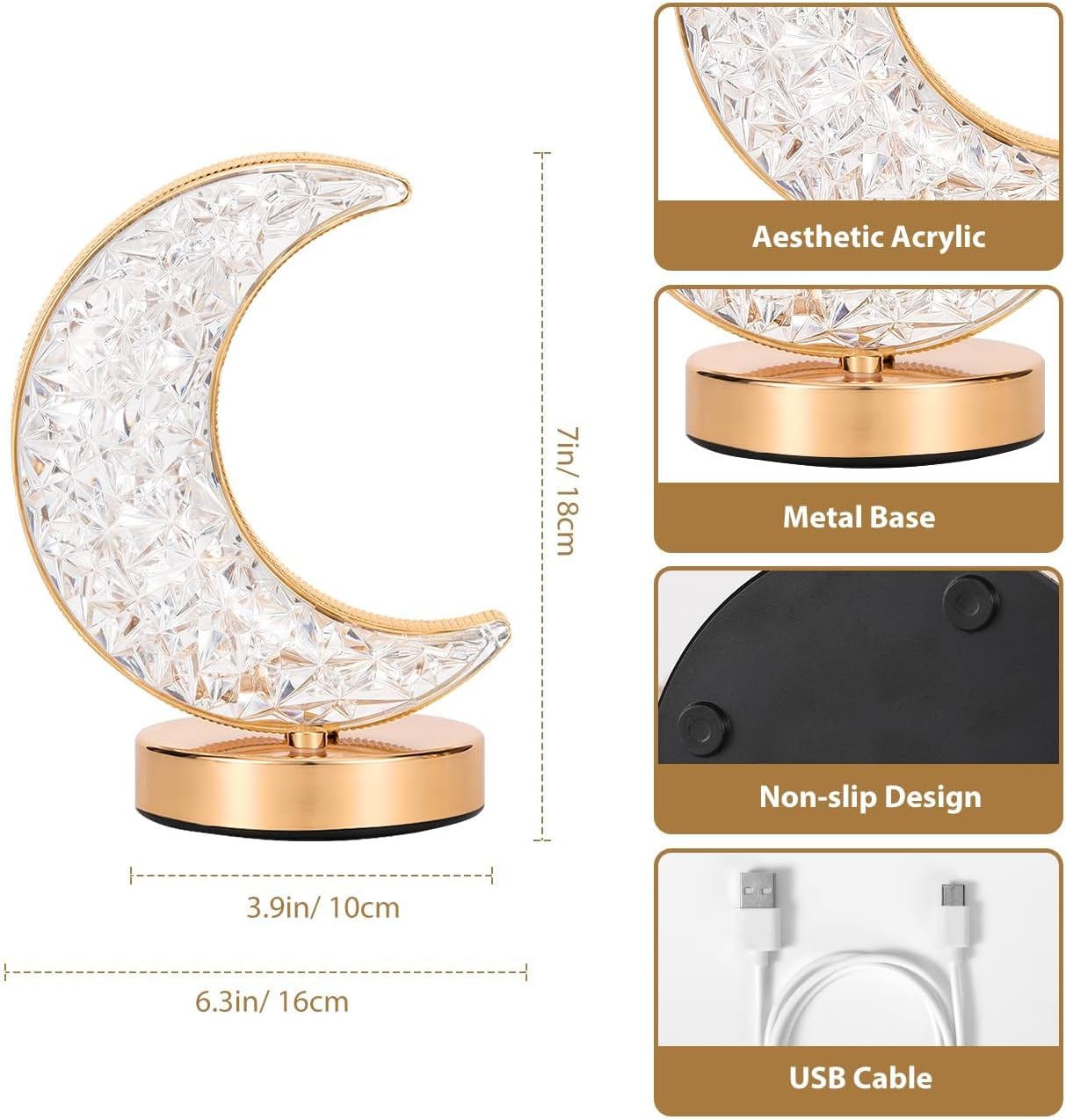 Ramadan Table Lamp, Stepless Dimmable Touch Lamp with 3 Colors