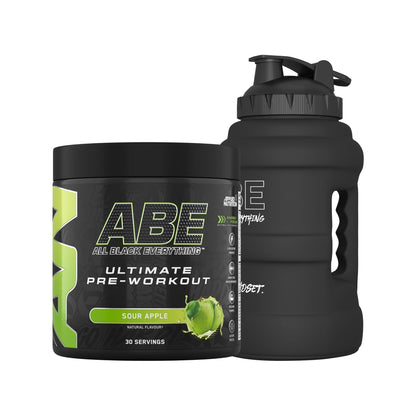 مجموعة التغذية التطبيقية ABE لما قبل التمرين 315 غرام + عبوة 2.5 لتر، لون أسود مطفي