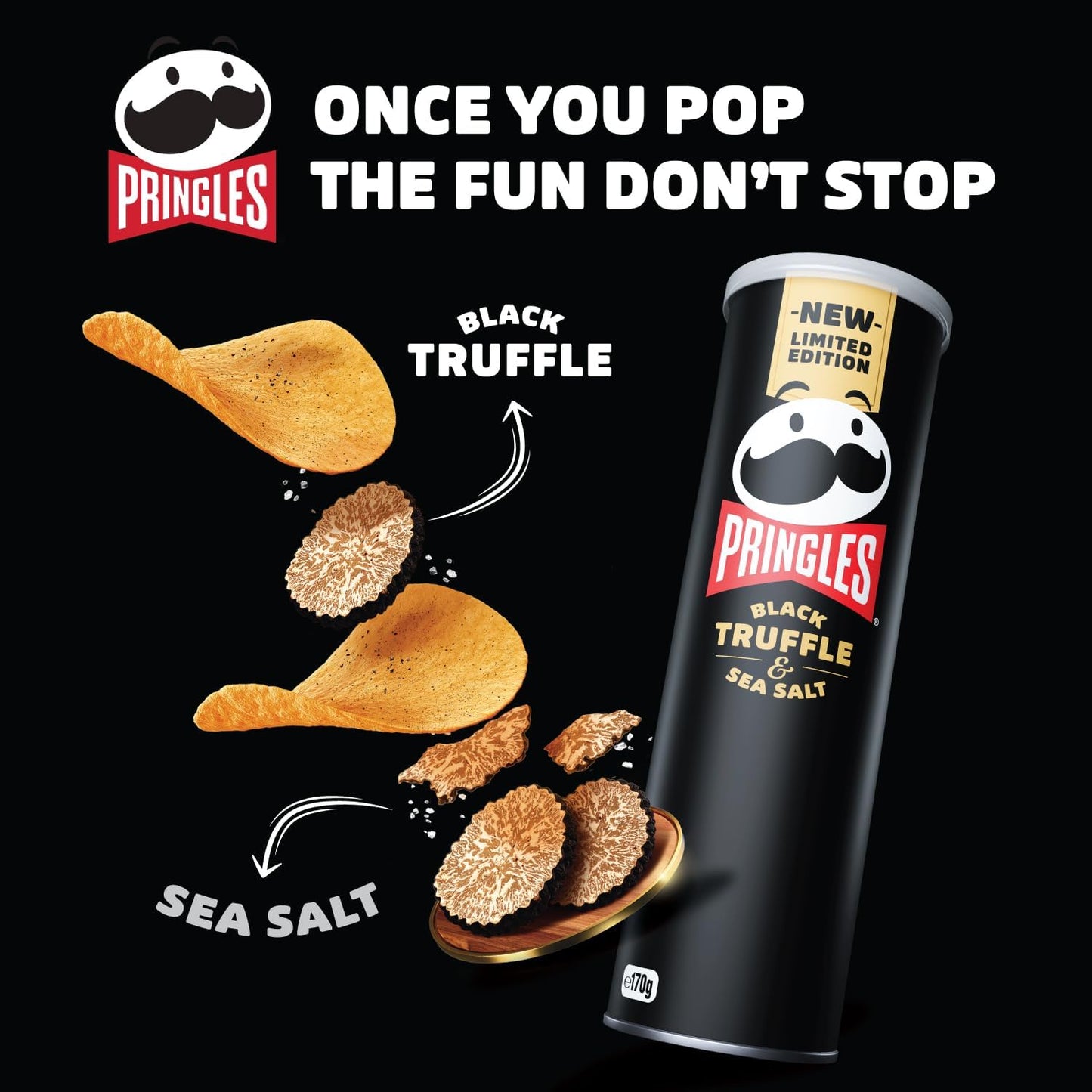 برينجلز بنكهة الكمأة السوداء وملح البحر 160 غرام