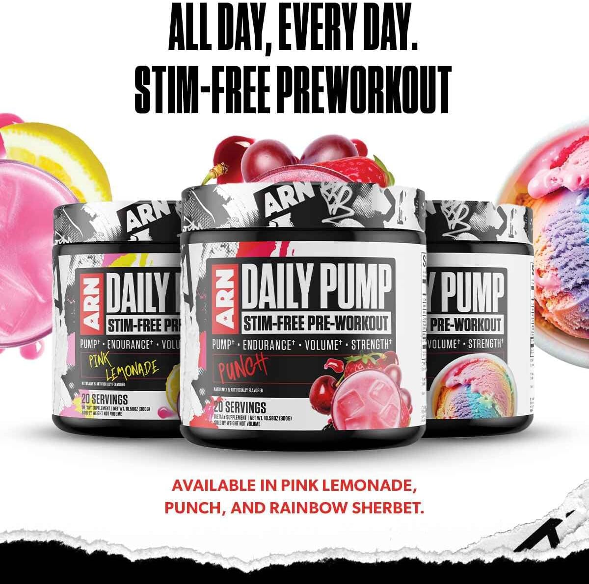 Arms Race Nutrition | RNA | Daily Pump مكمل غذائي قبل التمرين خالٍ من المنبهات (20 حصة، بنكهة الليمون الوردي)