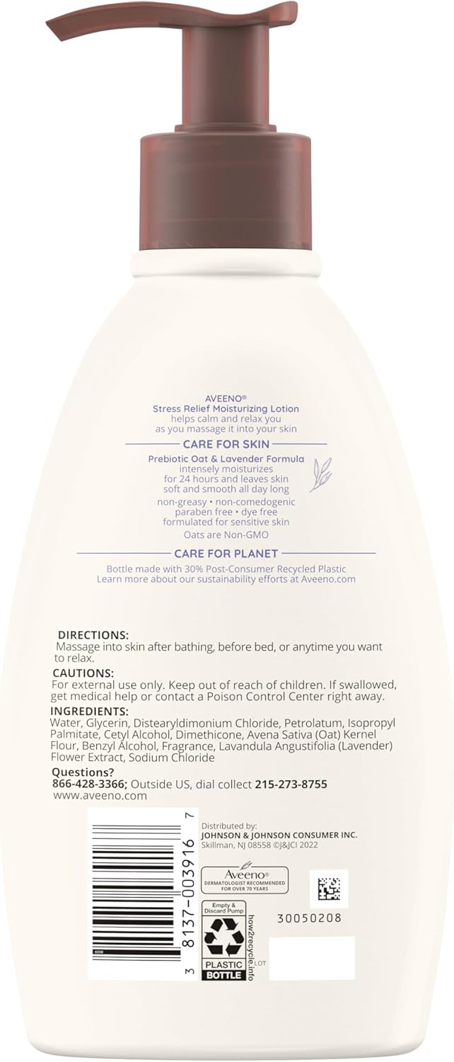 Aveeno Daily Stress Relief Body Lotion with Lavender Scent for Moisturizing 354ml